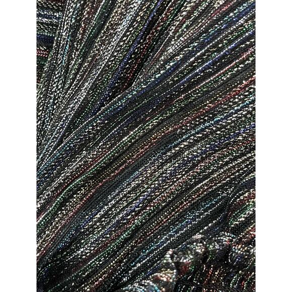 Ramy Brook Lenon Metallic Multicolor Striped Pleated Midi length Skirt Sz med - Picture 8 of 15